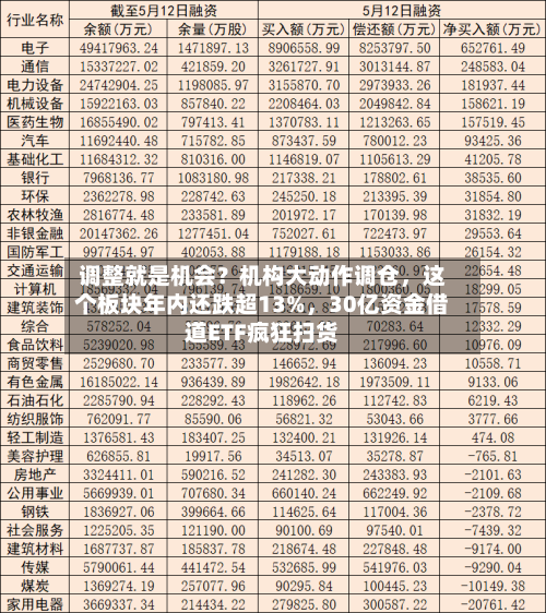 调整就是机会?机构大动作调仓,这个板块年内还跌超13%,30亿资金借道ETF疯狂扫货