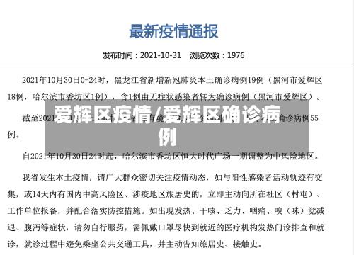 爱辉区疫情/爱辉区确诊病例