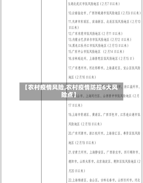 【农村疫情风险,农村疫情防控6大风险点】